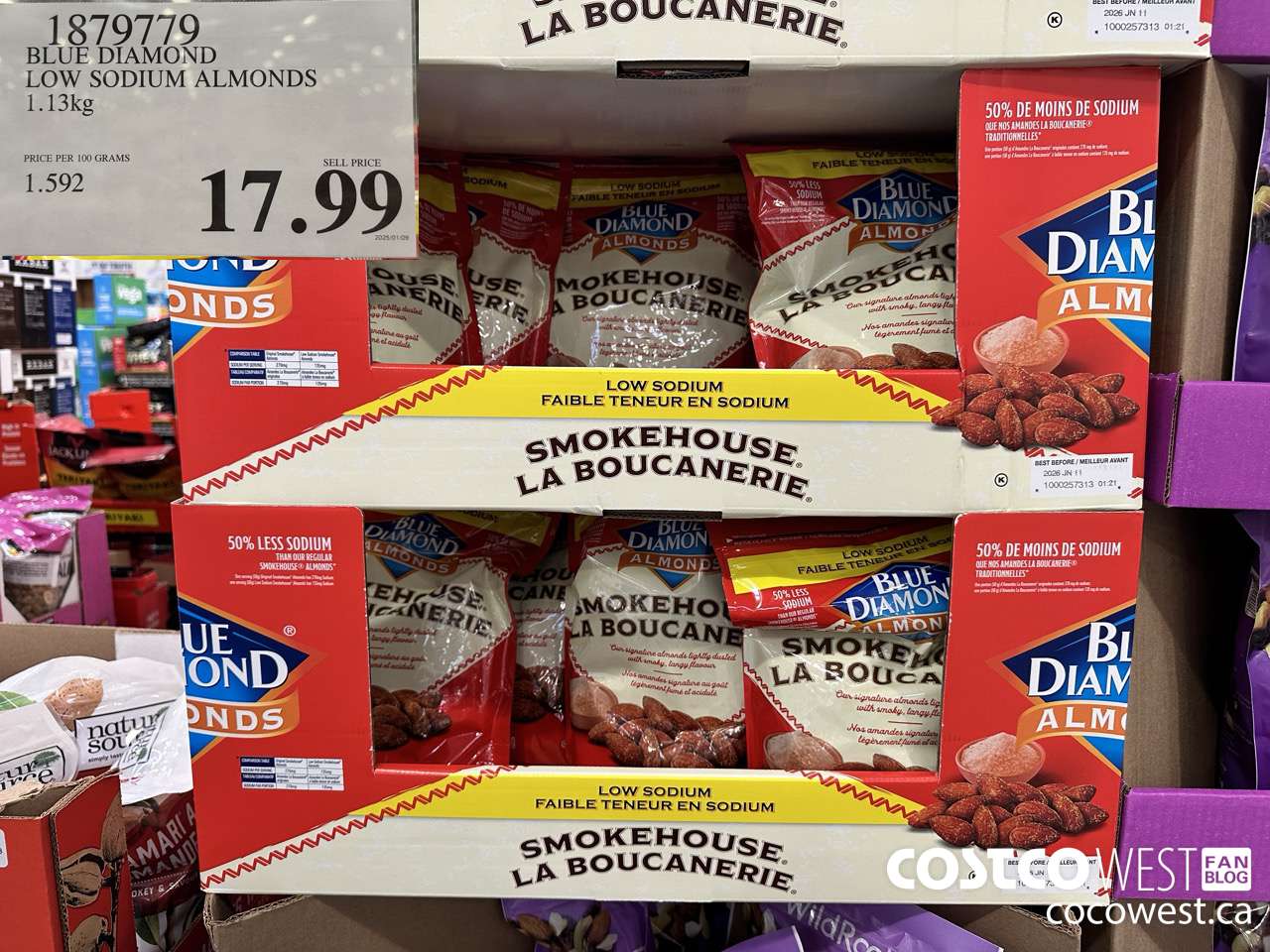 1879779 BLUE DIAMOND LOW SODIUM ALMONDS 1.13KG $17.99