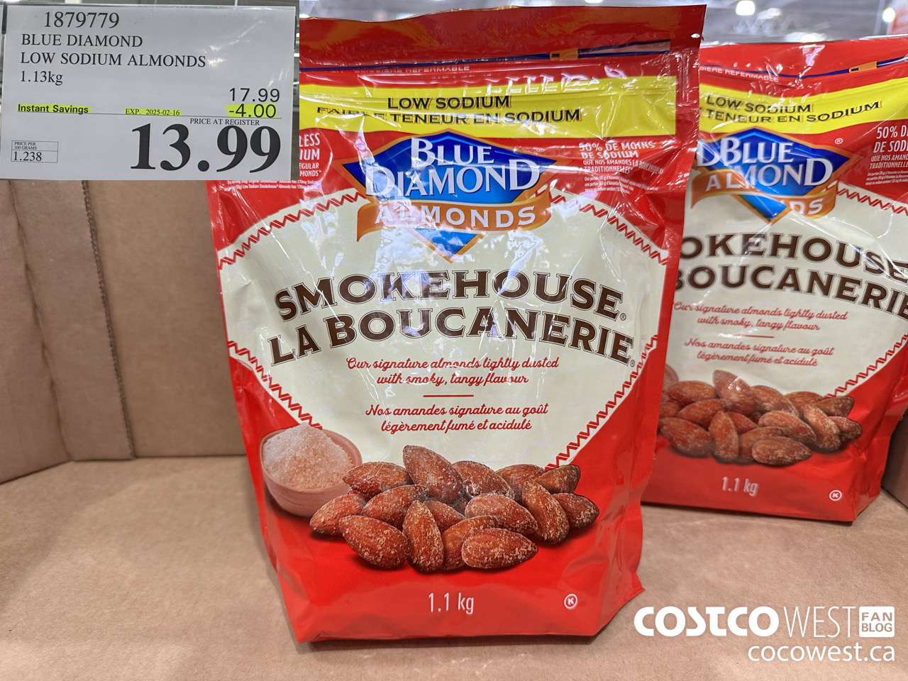 1879779 BLUE DIAMOND LOW SODIUM ALMONDS 1.13KG ($4.00 INSTANT SAVINGS EXPIRES ON 2025-02-16) $13.99