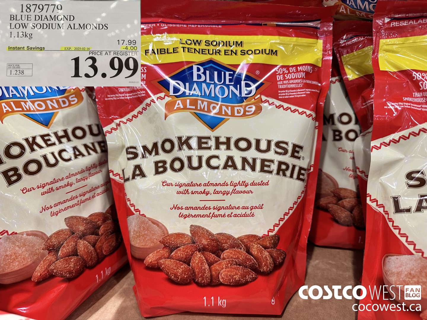 1879779 BLUE DIAMOND LOW SODIUM ALMONDS 1.13KG ($4.00 INSTANT SAVINGS EXPIRES ON 2025-02-16) $13.99