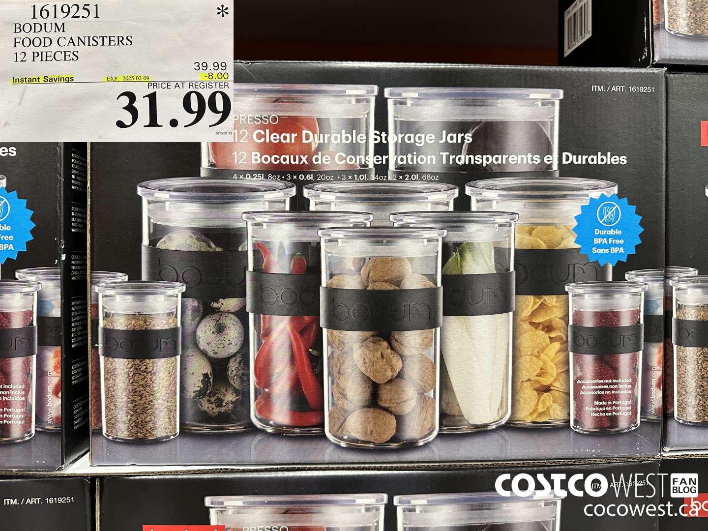 1619251 BODUM FOOD CANISTERS 12 PIECES ($8.00 INSTANT SAVINGS EXPIRES ON 2025-02-09) $31.99