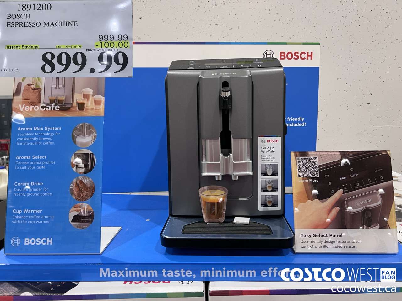1891200 BOSCH ESPRESSO MACHINE ($100.00 INSTANT SAVINGS EXPIRES ON 2025-01-09) $899.99