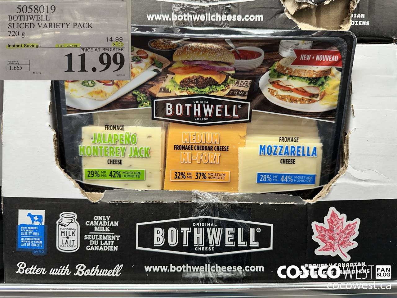 5058019 BOTHWELL SLICED VARIETY PACK 720 g ($3.00 INSTANT SAVINGS EXPIRES ON 2025-01-12) $11.99