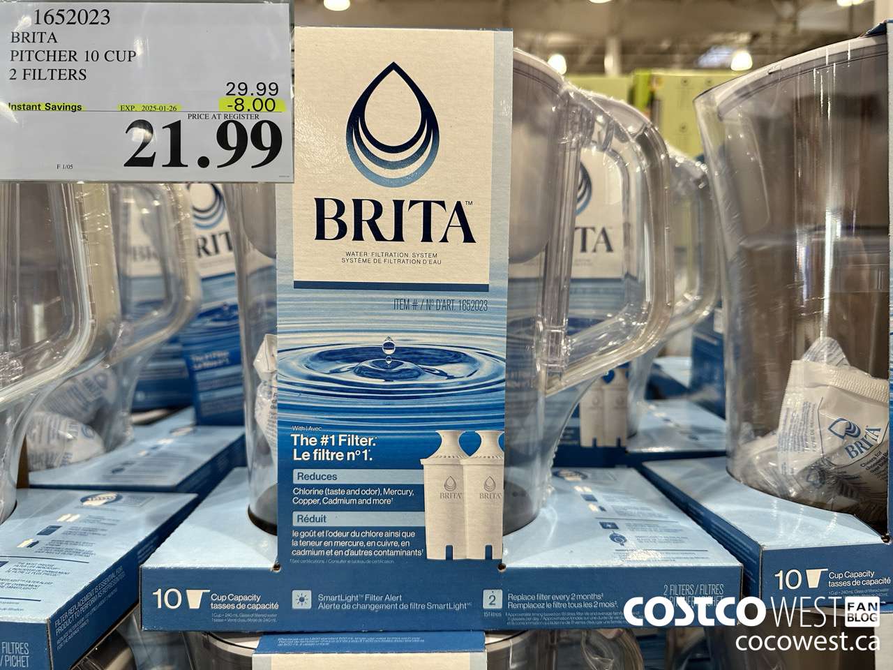 1652023 BRITA PITCHER 10 CUP 2 FILTERS ($8.00 INSTANT SAVINGS EXPIRES ON 2025-01-26) $21.99