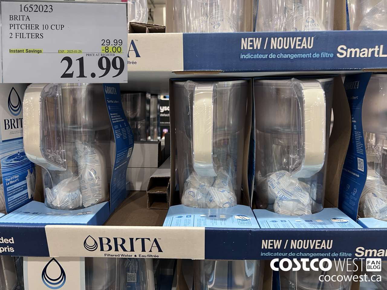 1652023 BRITA PITCHER 10 CUP 2 FILTERS ($8.00 INSTANT SAVINGS EXPIRES ON 2025-01-26) $21.99