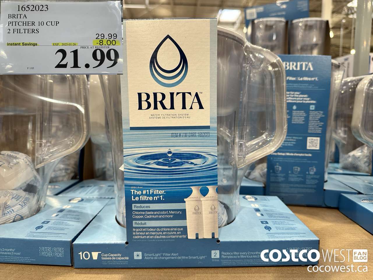1652023 BRITA PITCHER 10 CUP 2 FILTERS ($8.00 INSTANT SAVINGS EXPIRES ON 2025-01-26) $21.99