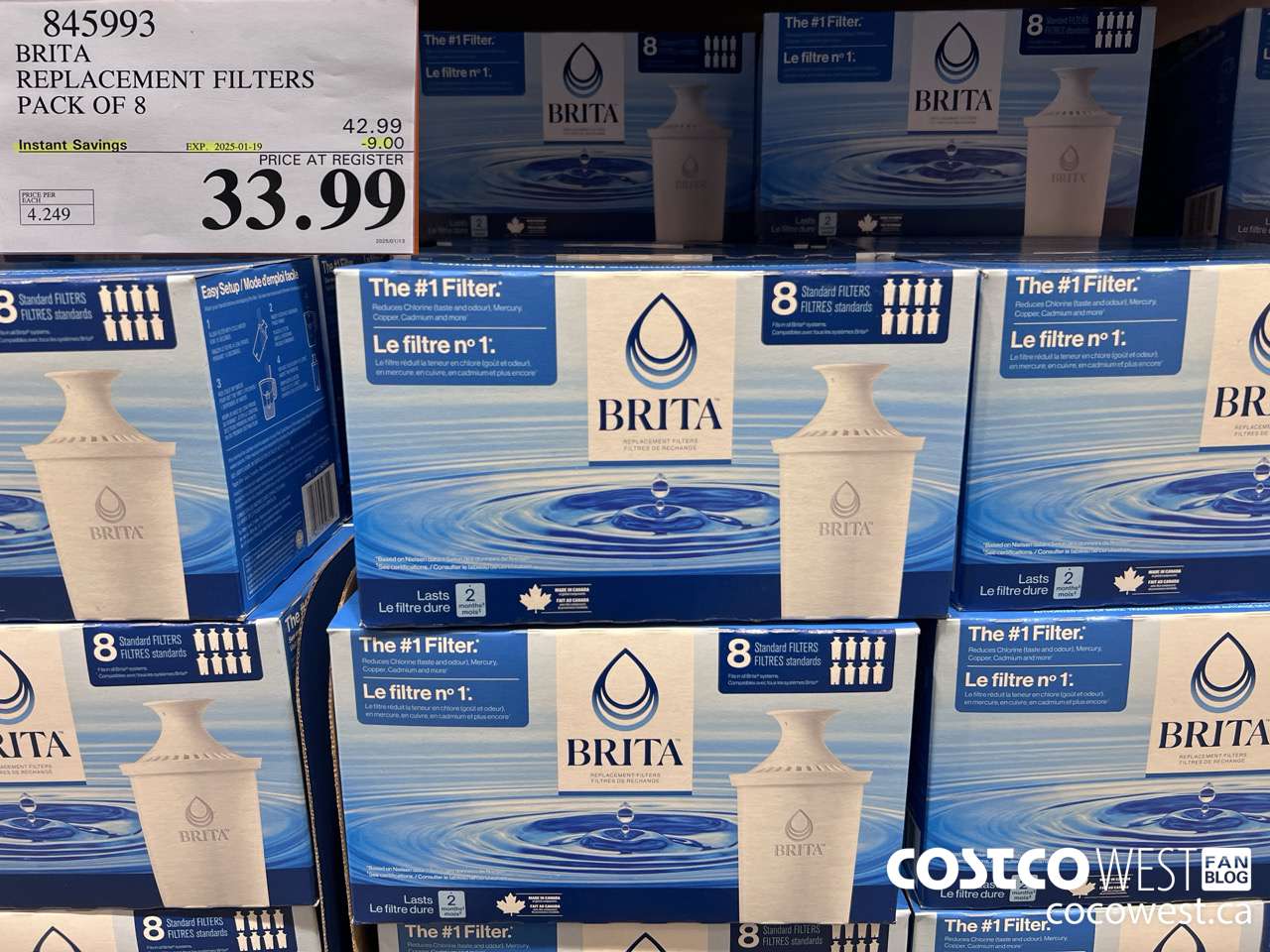 845993 BRITA REPLACEMENT FILTERS PACK OF 8 ($9.00 INSTANT SAVINGS EXPIRES ON 2025-01-19) $33.99