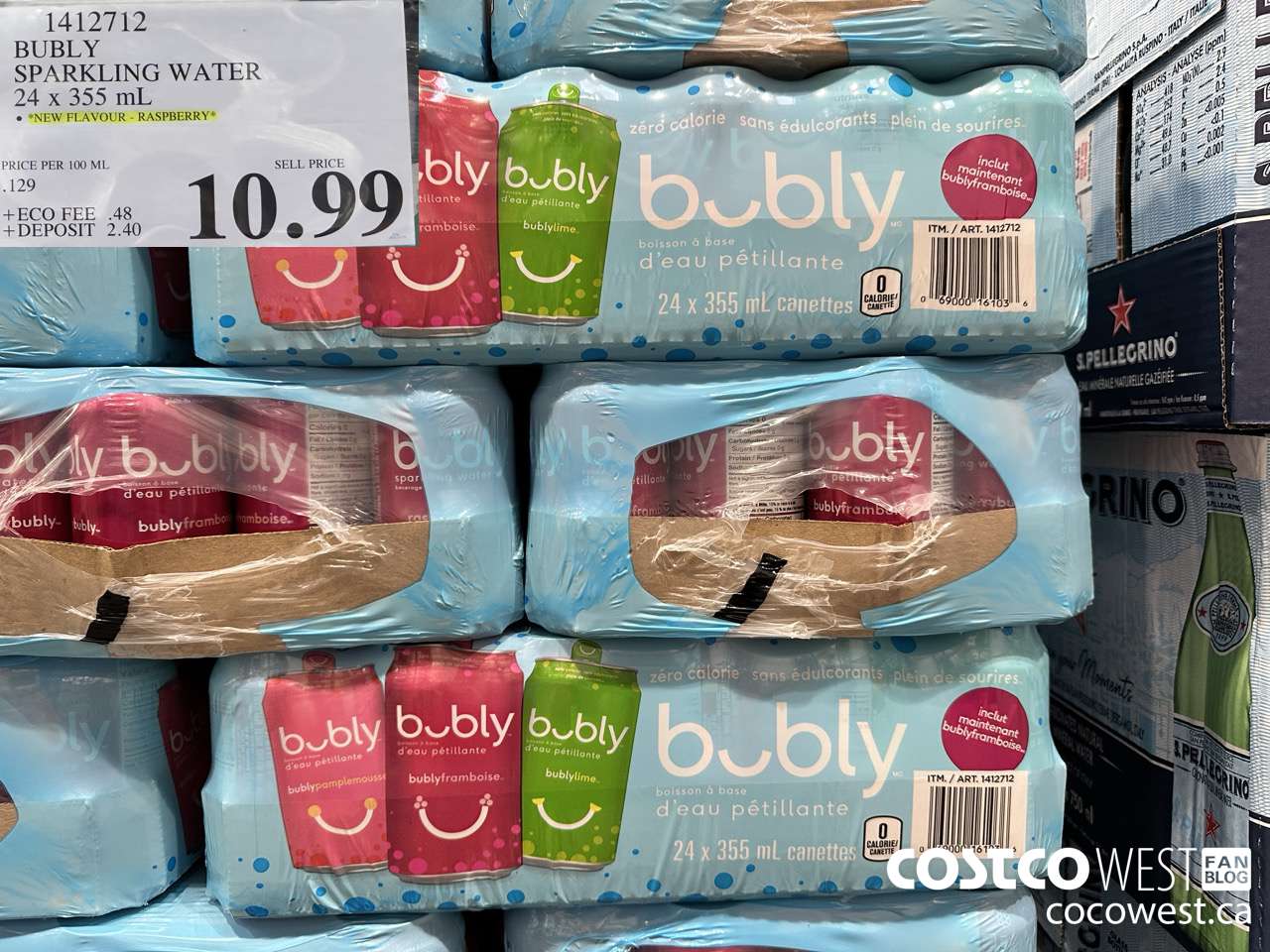 1412712 BUBLY SPARKLING WATER 24 X 355ML $10.99