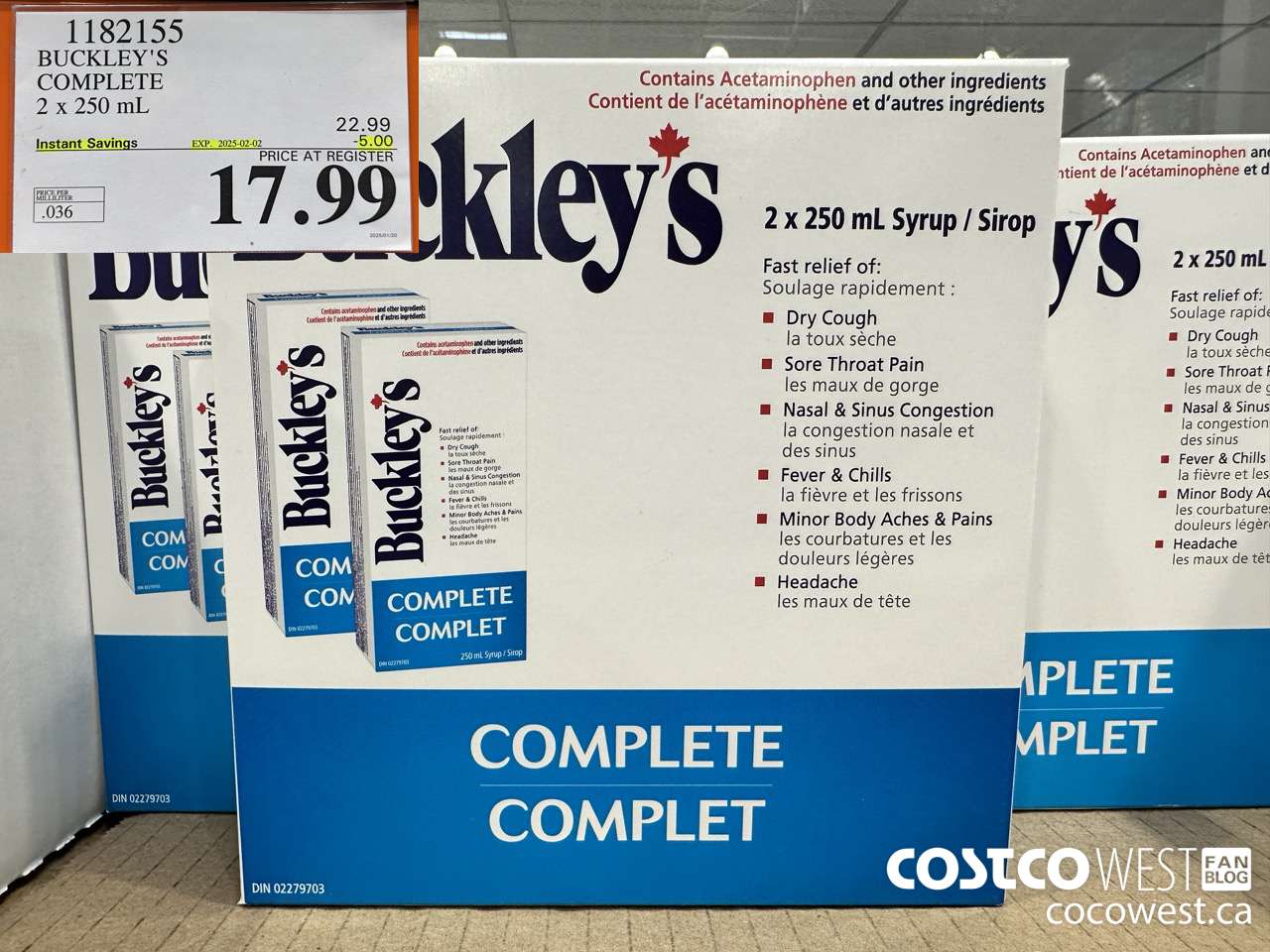1182155 BUCKLEY'S COMPLETE 2 X 250 ML ($5.00 INSTANT SAVINGS EXPIRES ON 2025-02-02) $17.99