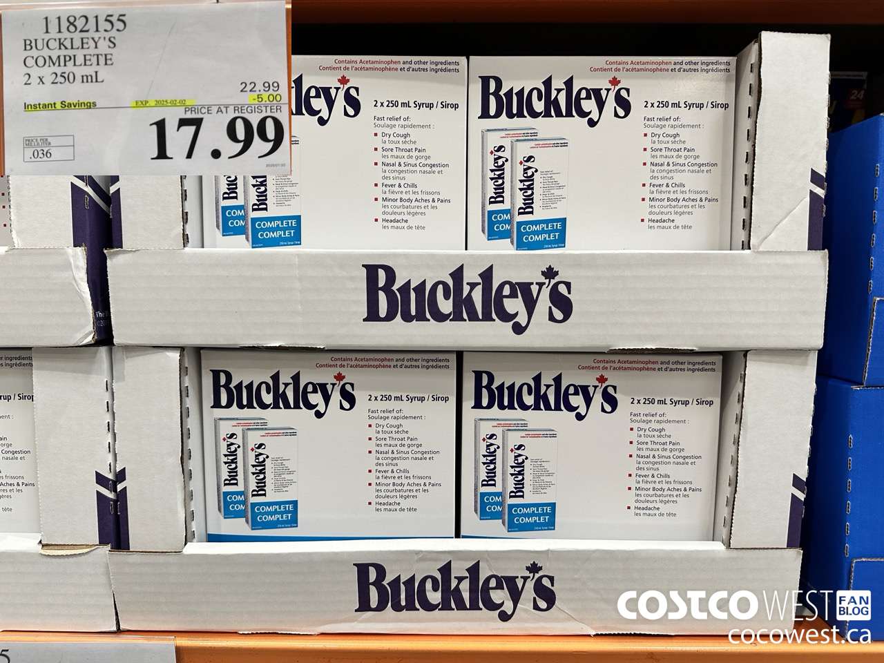 1182155 BUCKLEY'S COMPLETE 2 X 250 ML ($5.00 INSTANT SAVINGS EXPIRES ON 2025-02-02) $17.99
