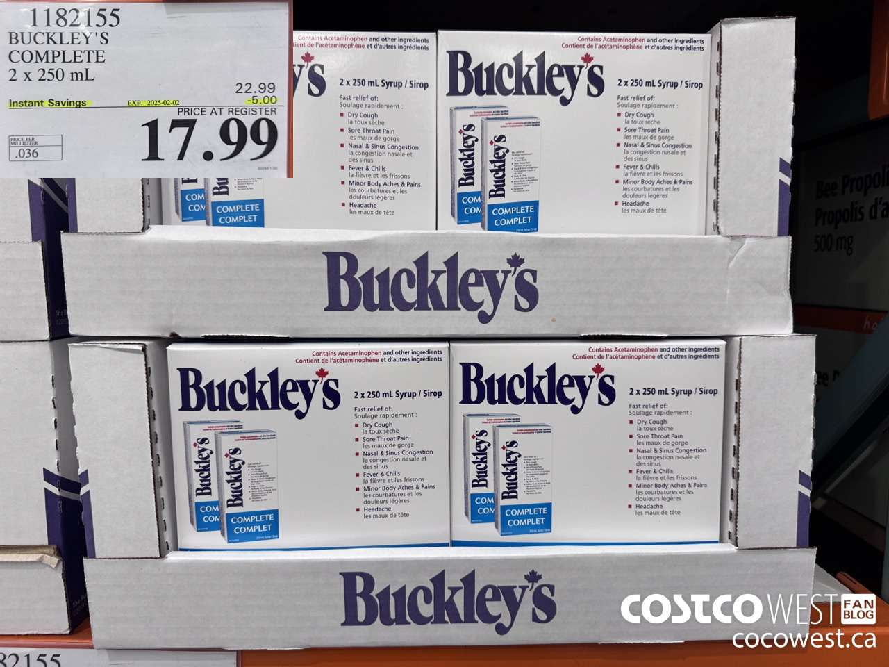 1182155 BUCKLEY'S COMPLETE 2 X 250 ML ($5.00 INSTANT SAVINGS EXPIRES ON 2025-02-02) $17.99