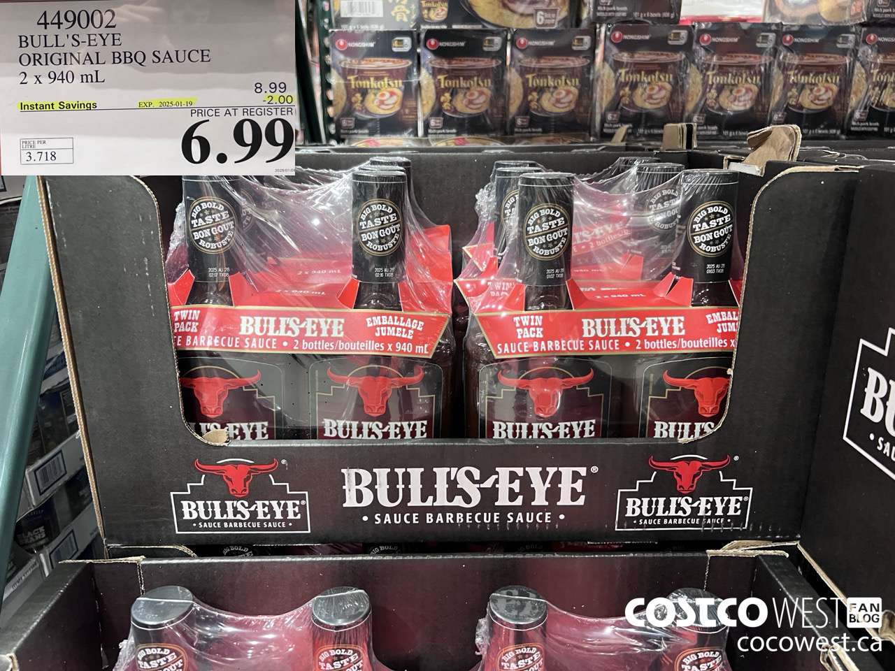 449002 BULLSEYE ORIGINAL BARBECUE SAUCE 2 X 940ML ($2.00 INSTANT SAVINGS EXPIRES ON 2025-01-19) $6.99