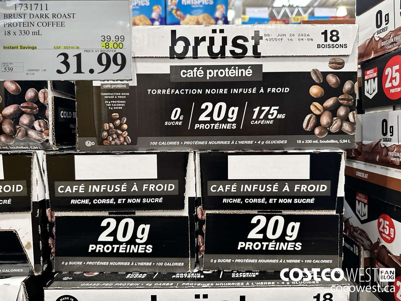 1731711 BURST DARK ROAST PROTEIN COFFEE 18 X 330ML ($8.00 INSTANT SAVINGS EXPIRES ON 2025-01-26) $31.99