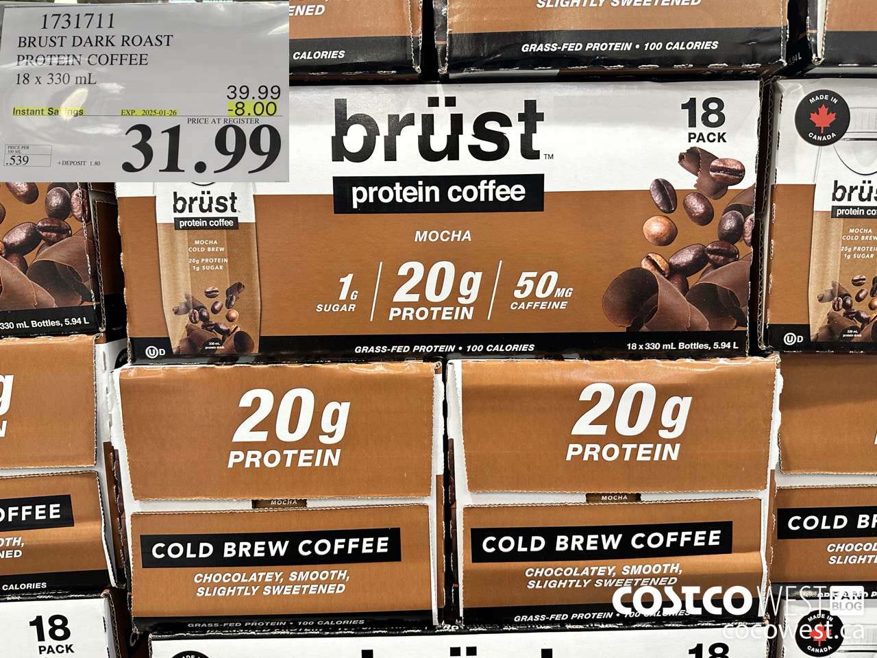 1731711 BURST DARK ROAST PROTEIN COFFEE 18 X 330ML ($8.00 INSTANT SAVINGS EXPIRES ON 2025-01-26) $31.99