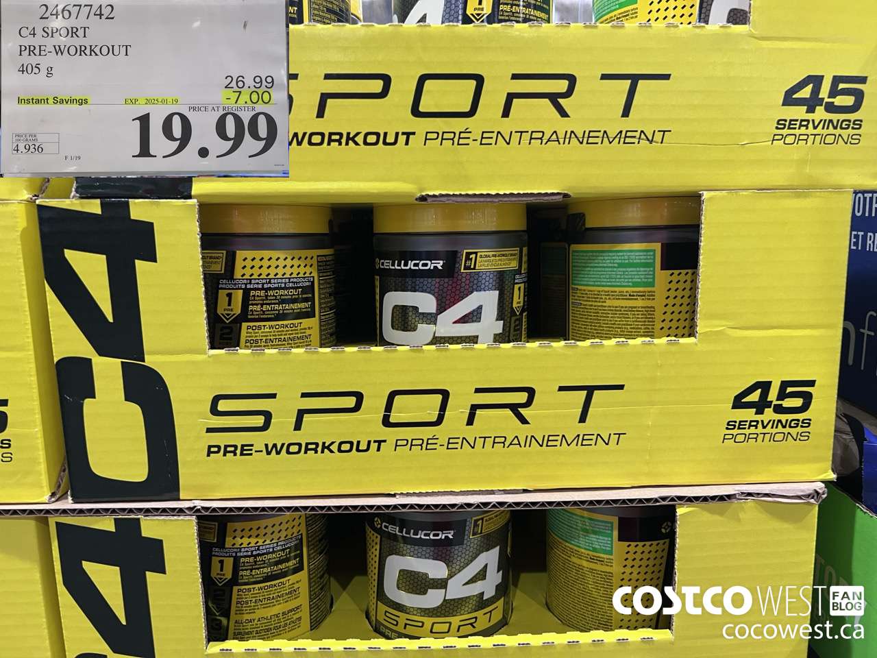 2467742 C4 SPORT PRE-WORKOUT 405 G ($7.00 INSTANT SAVINGS EXPIRES ON 2025-01-19) $19.99