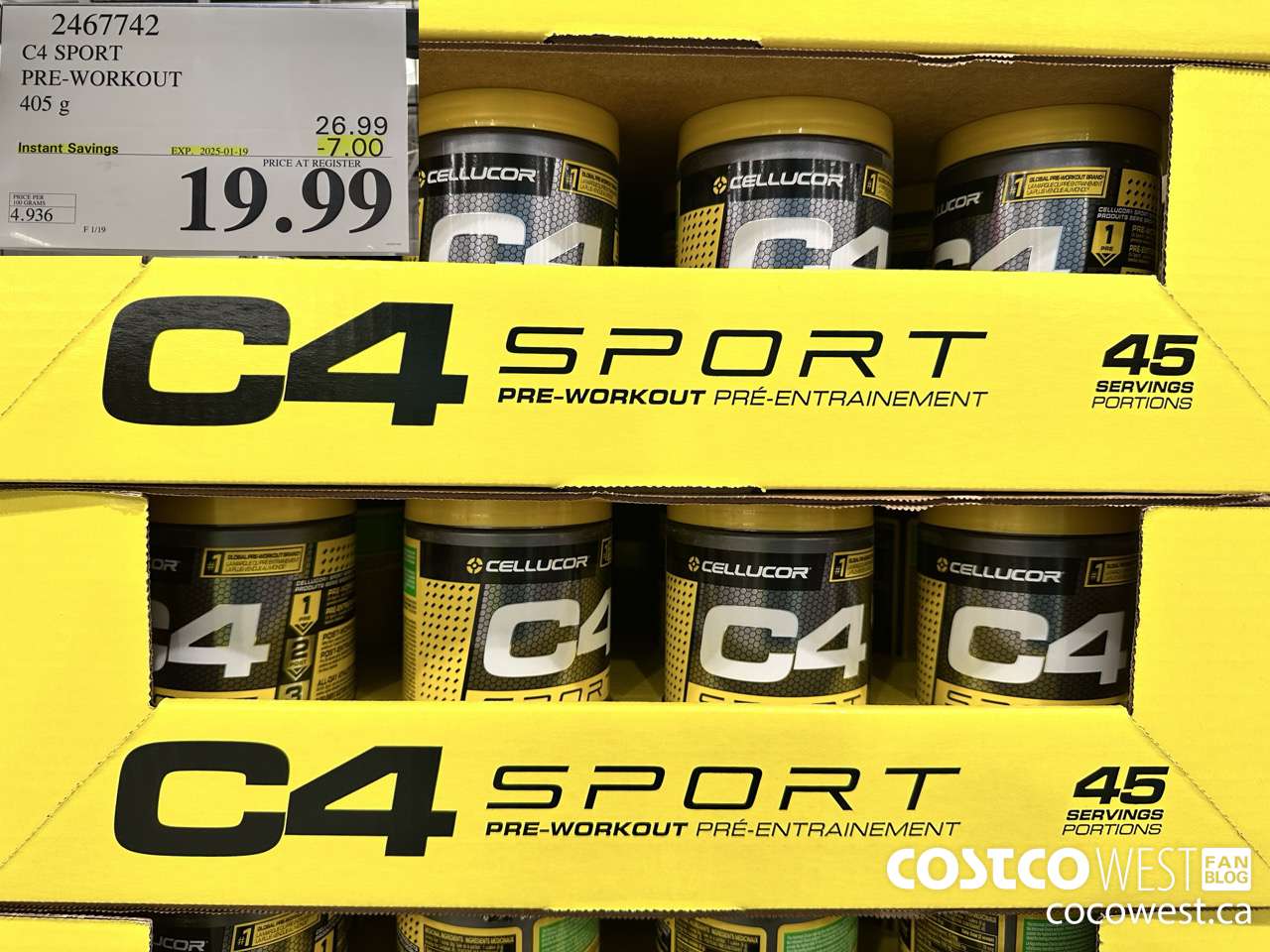 2467742 C4 SPORT PRE-WORKOUT 405 G ($7.00 INSTANT SAVINGS EXPIRES ON 2025-01-19) $19.99