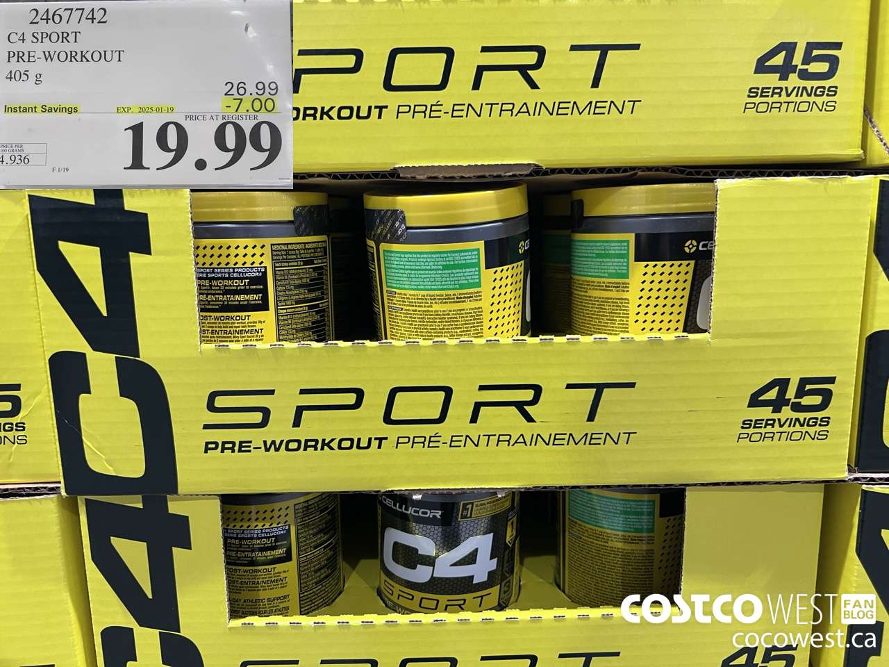 2467742 C4 SPORT PRE-WORKOUT 405 G ($7.00 INSTANT SAVINGS EXPIRES ON 2025-01-19) $19.99