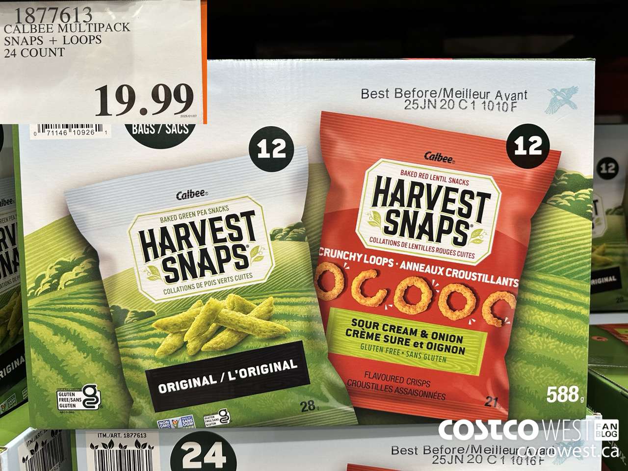 1877613 CALBEE MULTIPACK SNAPS + LOOPS 24 COUNT $19.99