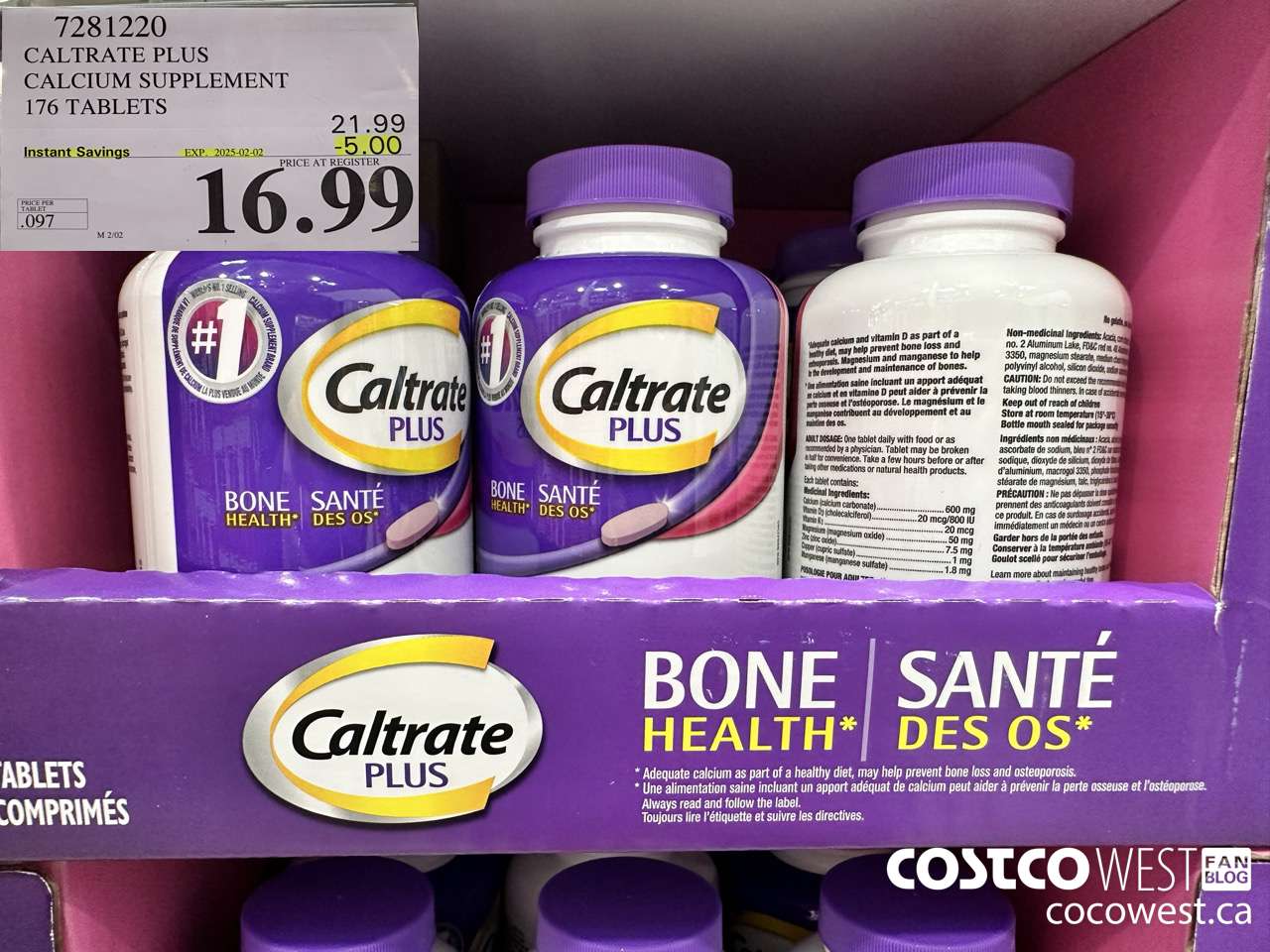 7281220 CALTRATE PLUS CALCIUM SUPPLEMENT 176 TABLETS ($5.00 INSTANT SAVINGS EXPIRES ON 2025-02-02) $16.99