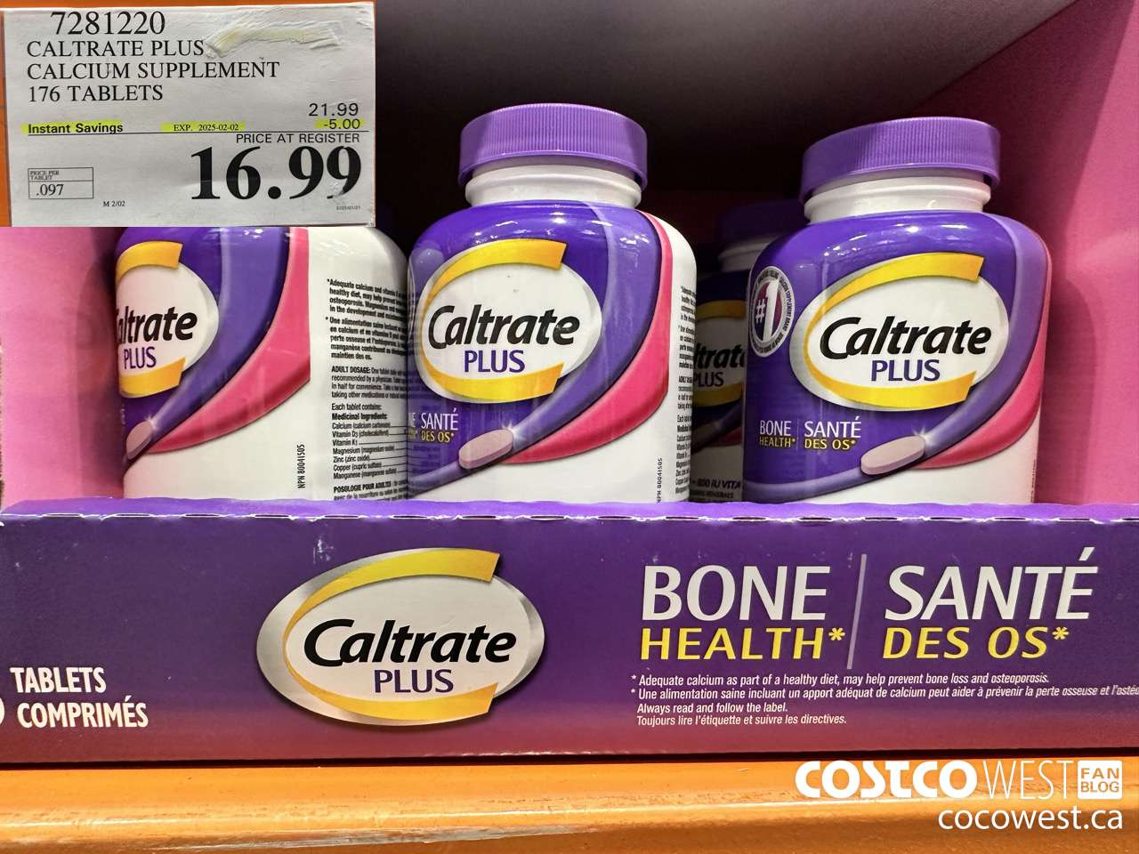 7281220 CALTRATE PLUS CALCIUM SUPPLEMENT 176 TABLETS ($5.00 INSTANT SAVINGS EXPIRES ON 2025-02-02) $16.99