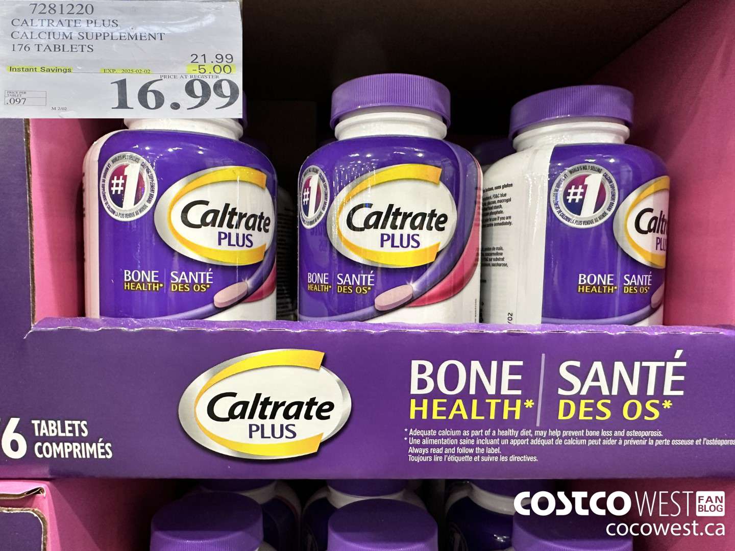 7281220 CALTRATE PLUS CALCIUM SUPPLEMENT 176 TABLETS ($5.00 INSTANT SAVINGS EXPIRES ON 2025-02-02) $16.99