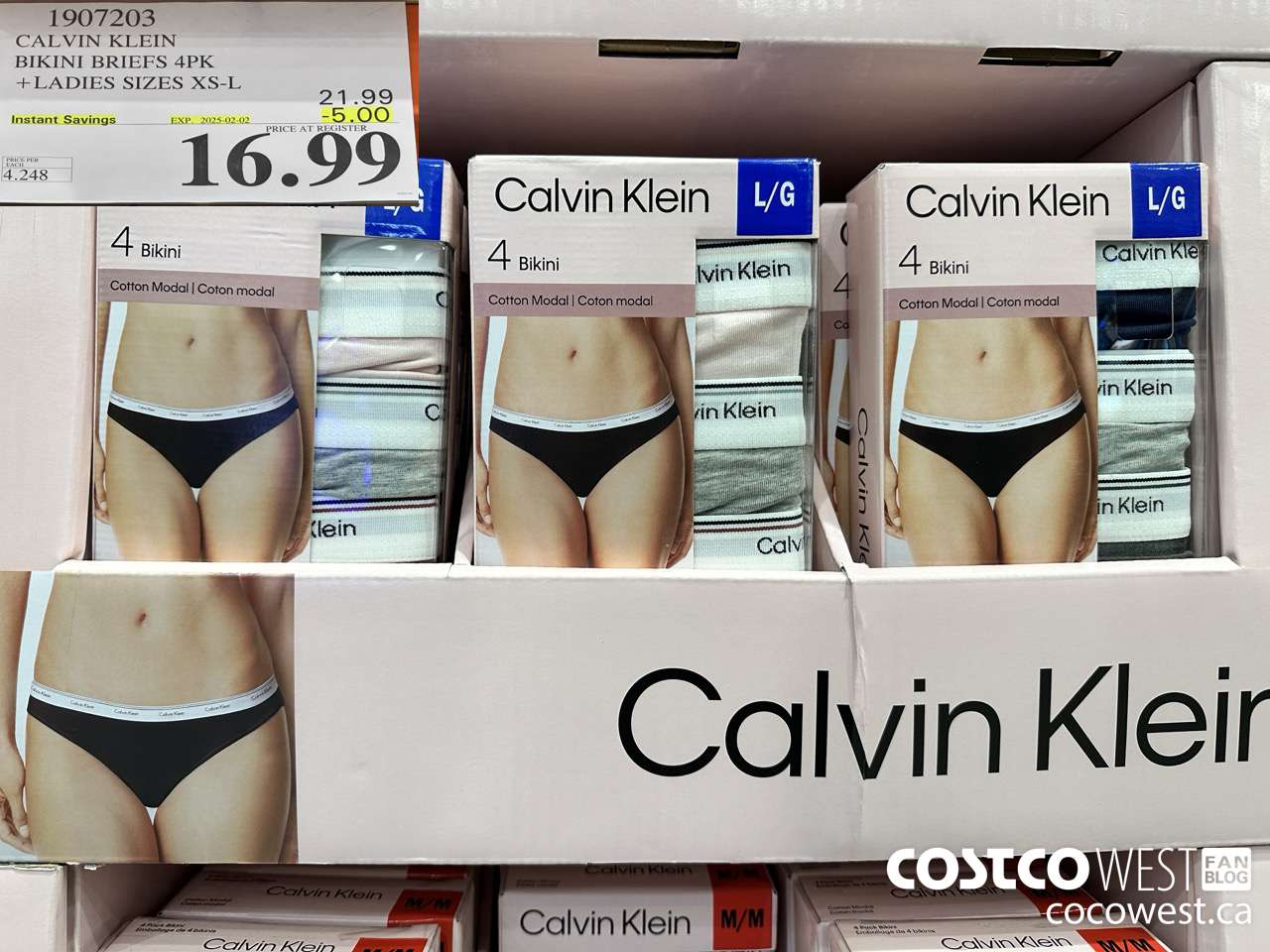 1907203 CALVIN KLEIN BIKINI BRIEFS 4PK LADIES SIZES XS-L ($5.00 INSTANT SAVINGS EXPIRES ON 2025-02-02) $16.99