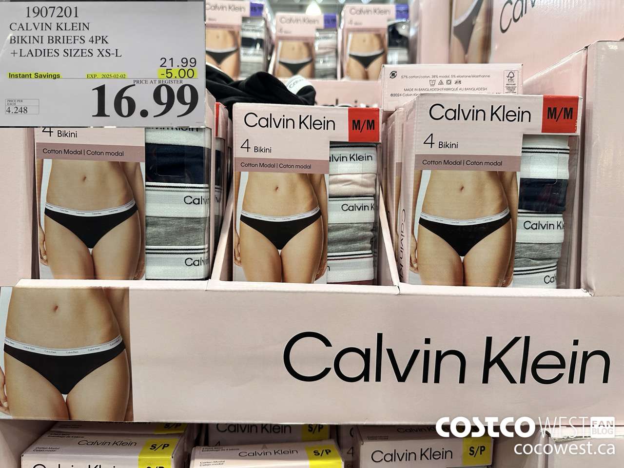 1907201 CALVIN KLEIN BIKINI BRIEFS 4PK LADIES SIZES XS-L ($5.00 INSTANT SAVINGS EXPIRES ON 2025-02-02) $16.99