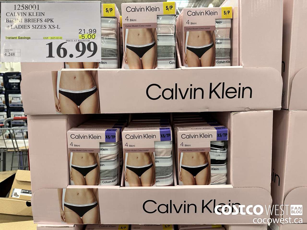 1258001 CALVIN KLEIN BIKINI BRIEFS 4 PK LADIES SIZES XS-L ($5.00 INSTANT SAVINGS EXPIRES ON 2025-02-02) $16.99