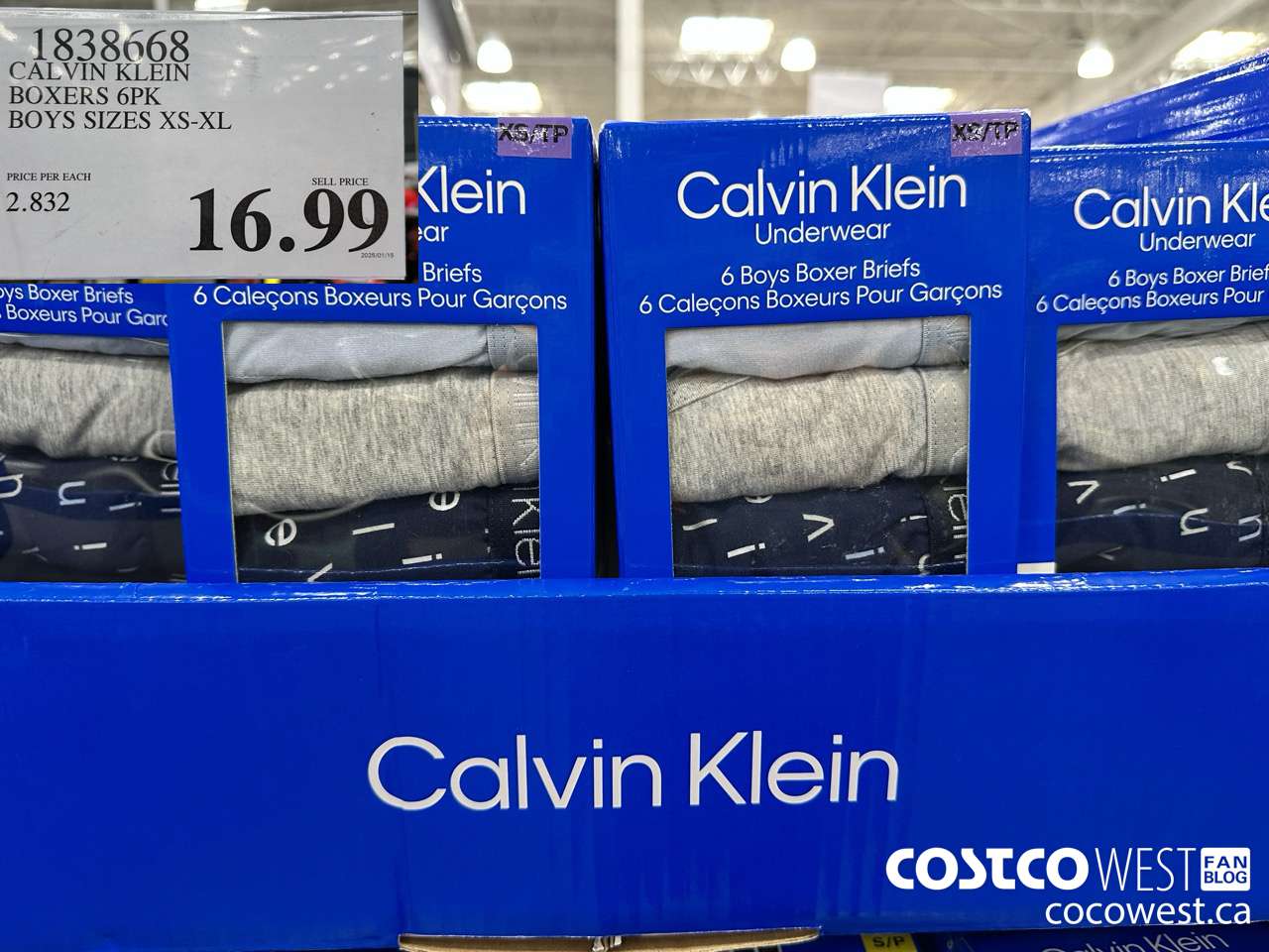 1838668 CALVIN KLEIN BOXERS 6PK BOYS SIZES XS-XL $16.99