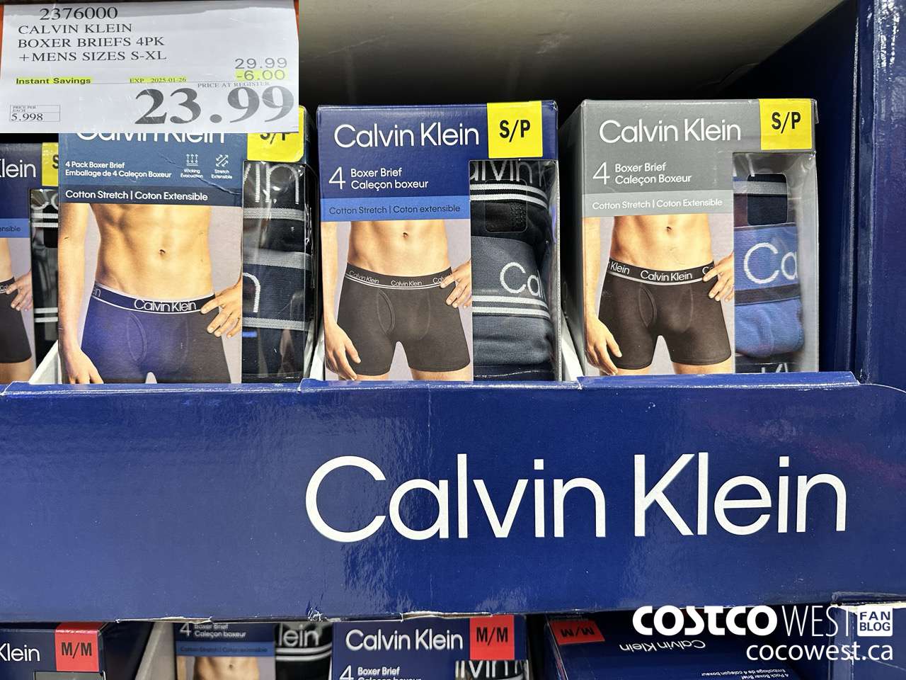 2376000 CALVIN KLEIN BOXER BRIEF 4PK MENS SIZES S-XL ($6.00 INSTANT SAVINGS EXPIRES ON 2025-01-26) $23.99