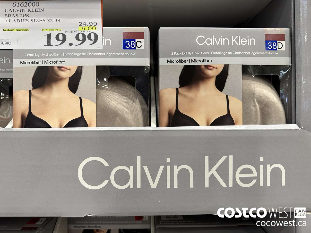 6162000 CALVIN KLEIN BRAS 2PK LADIES SIZES 32-38 ($5.00 INSTANT SAVINGS EXPIRES ON 2025-02-02) $19.99