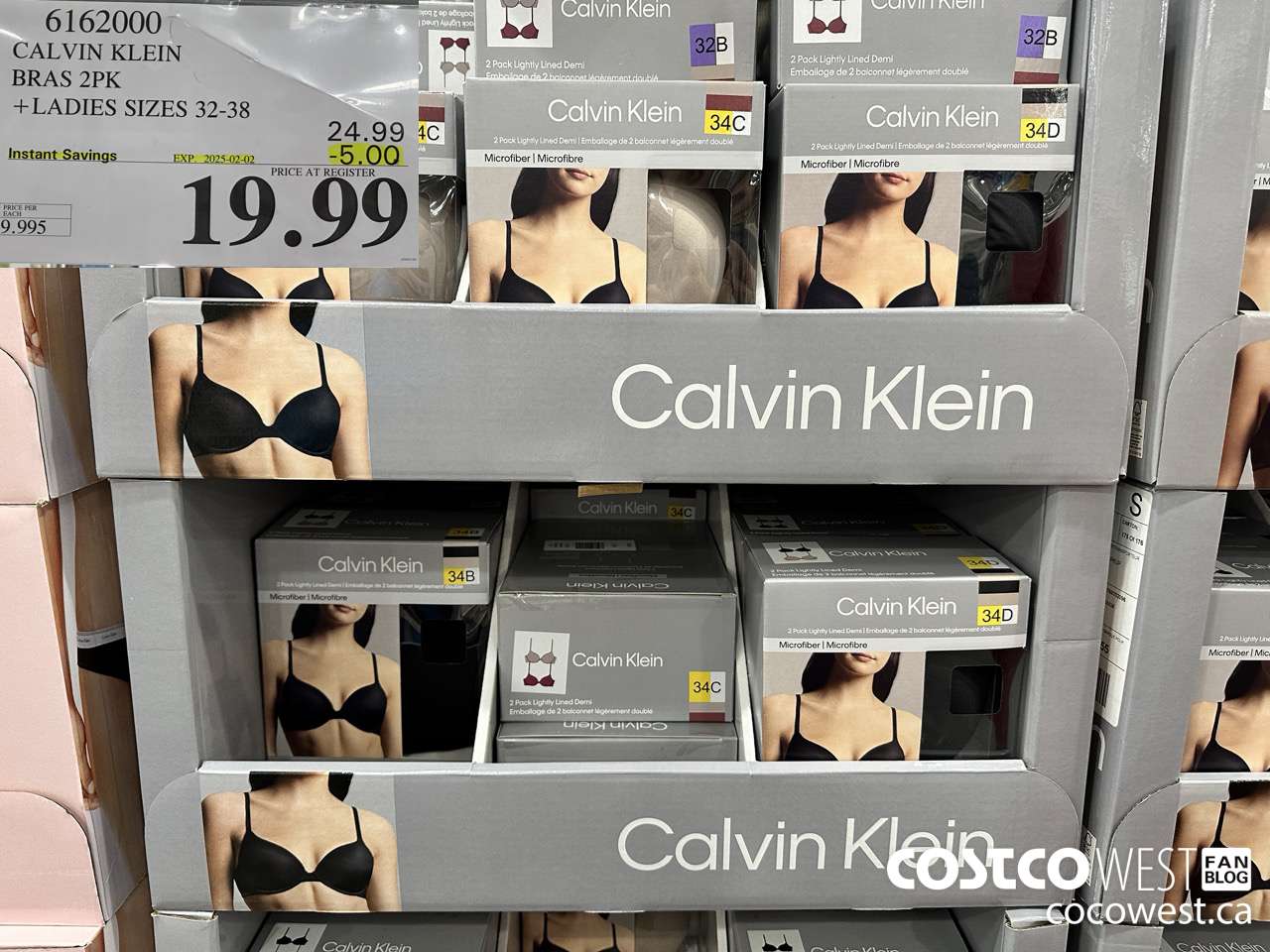 6162000 CALVIN KLEIN BRAS 2PK LADIES SIZES 32-38 ($5.00 INSTANT SAVINGS EXPIRES ON 2025-02-02) $19.99