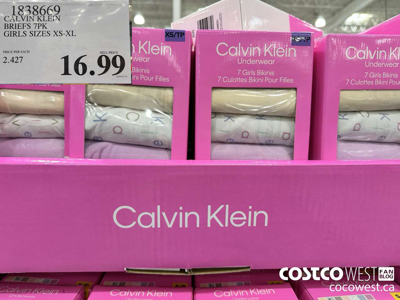 1838669 CALVIN KLEIN BRIEFS 7PK GIRLS SIZES XS-XL $16.99