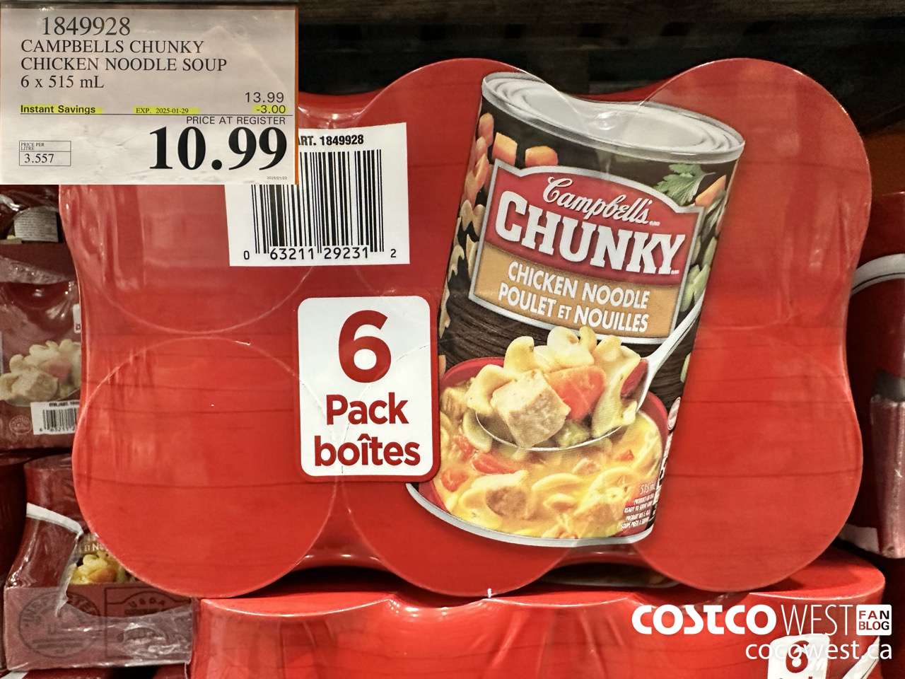 1849928 CAMPBELLS CHUNKY CHICKEN NOODLE SOUP 6 X 515ML ($3.00 INSTANT SAVINGS EXPIRES ON 2025-01-29) $10.99