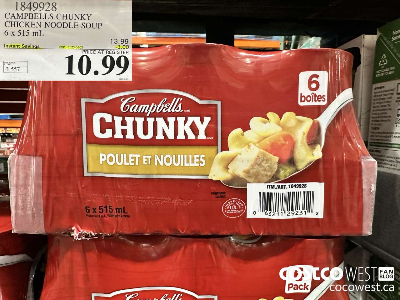 1849928 CAMPBELLS CHUNKY CHICKEN NOODLE SOUP 6 X 515ML ($3.00 INSTANT SAVINGS EXPIRES ON 2025-01-29) $10.99
