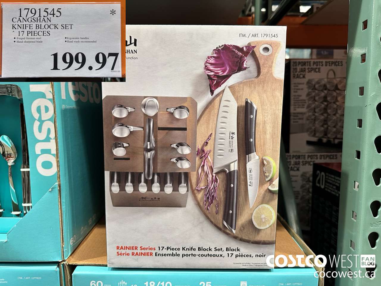 1791545 CANGSHAN KNIFE BLOCK SET 17 PIECES $199.97