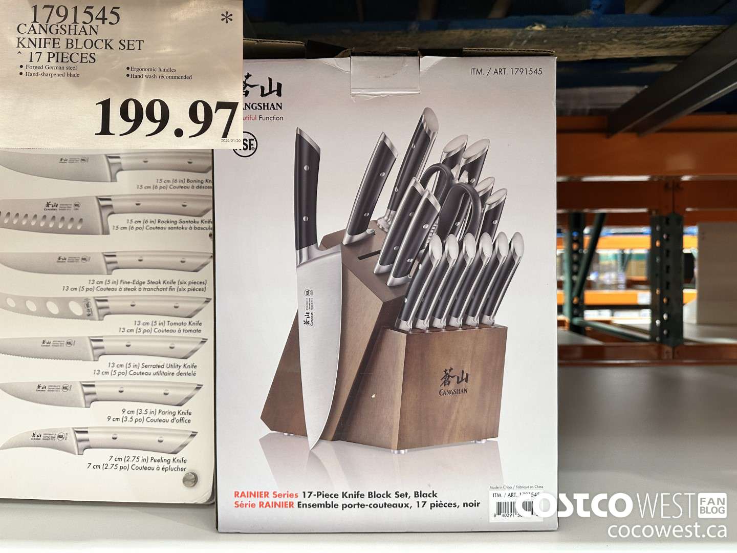 1791545 CANGSHAN KNIFE BLOCK SET 17 PIECES $199.97