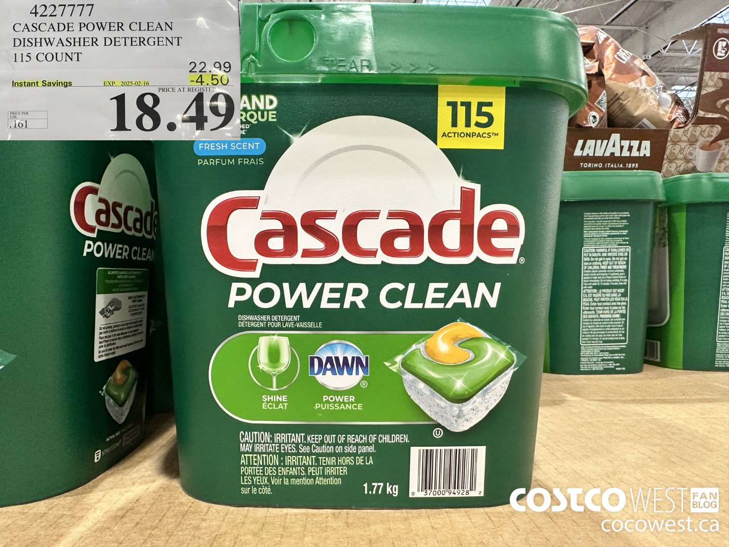 4227777 CASCADE POWER CLEAN DISHWASHER DETERGENT 115 COUNT ($4.50 INSTANT SAVINGS EXPIRES ON 2025-02-16) $18.49