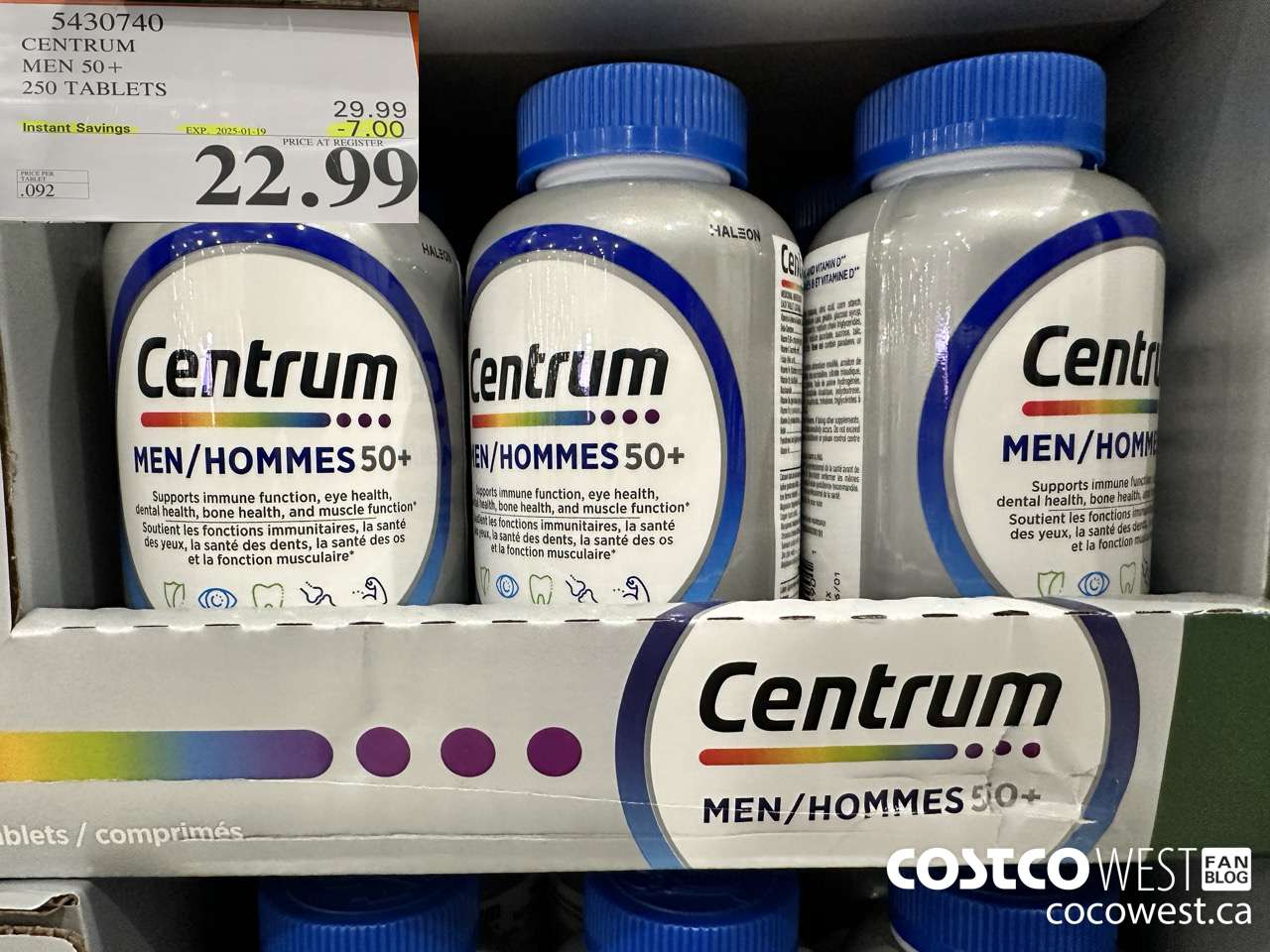 5430740 CENTRUM MEN/MEN 50+ 250 TABLETS ($7.00 INSTANT SAVINGS EXPIRES ON 2025-01-19) $22.99