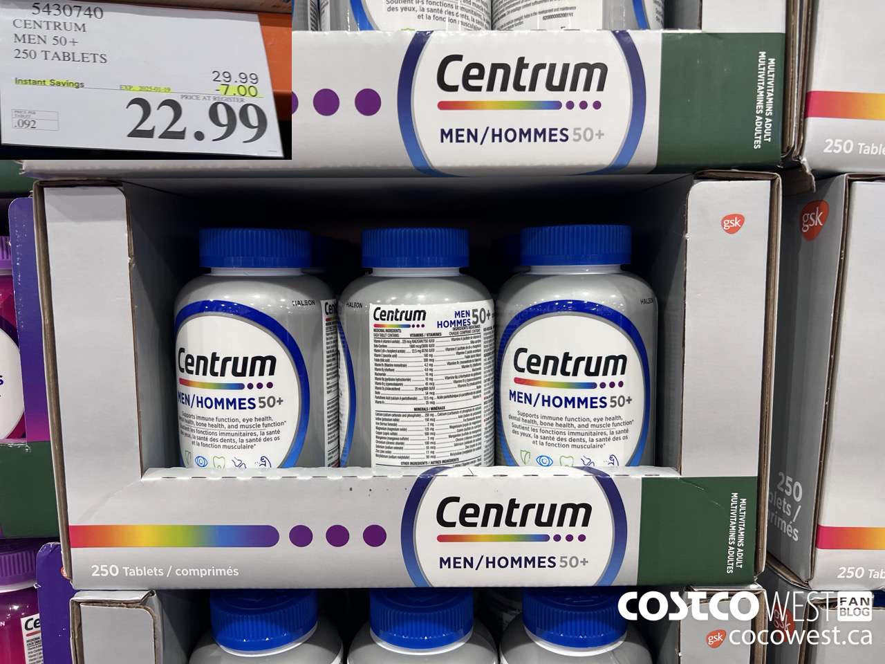 5430740 CENTRUM MEN/MEN 50+ 250 TABLETS ($7.00 INSTANT SAVINGS EXPIRES ON 2025-01-19) $22.99