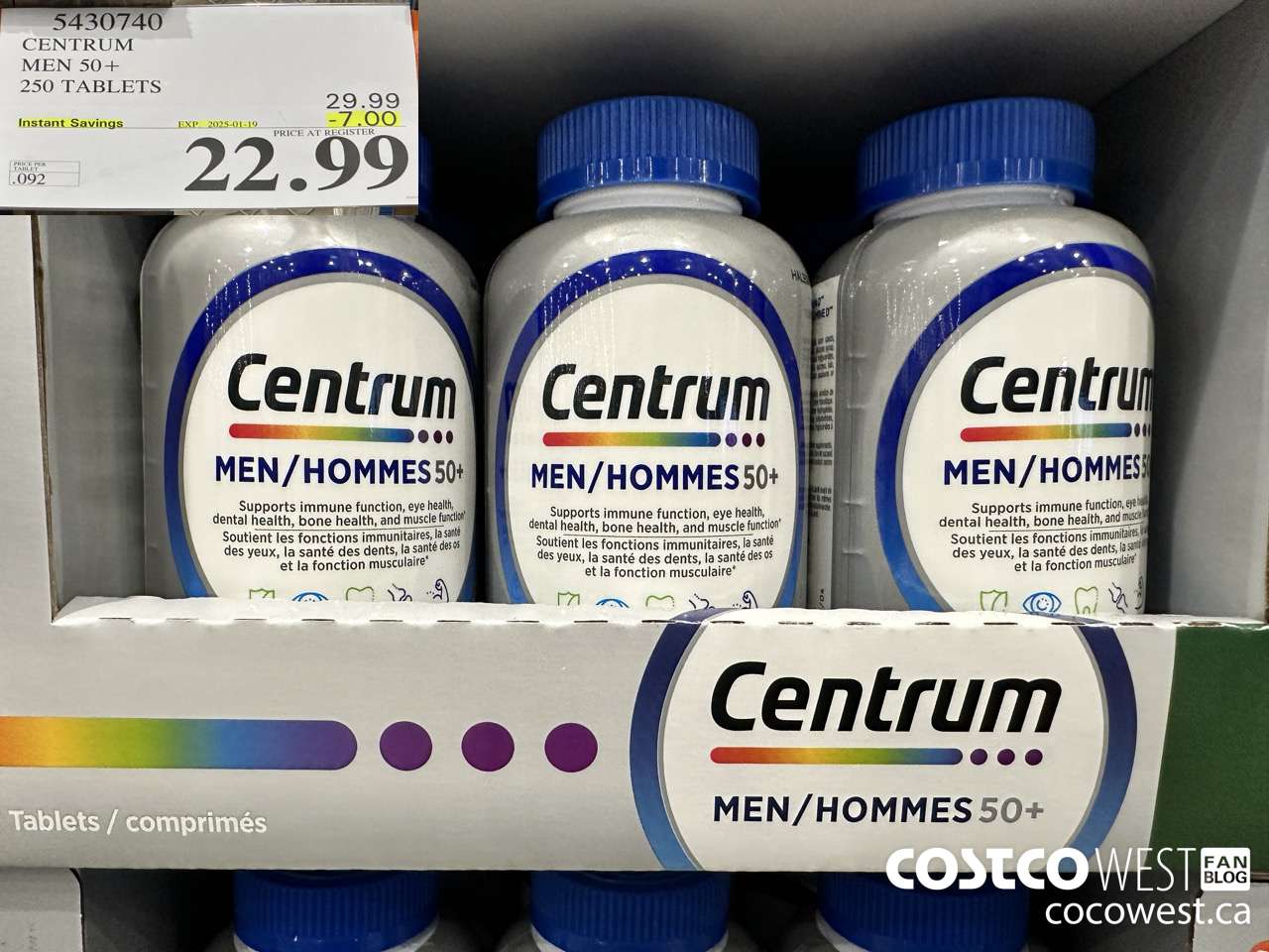 5430740 CENTRUM MEN/MEN 50+ 250 TABLETS ($7.00 INSTANT SAVINGS EXPIRES ON 2025-01-19) $22.99