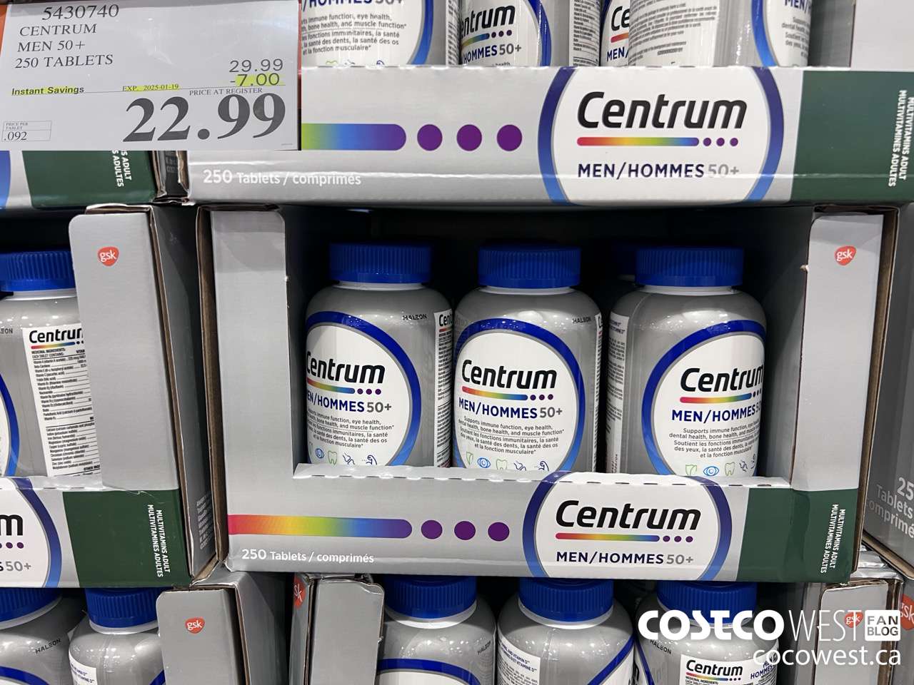 5430740 CENTRUM MEN/MEN 50+ 250 TABLETS ($7.00 INSTANT SAVINGS EXPIRES ON 2025-01-19) $22.99