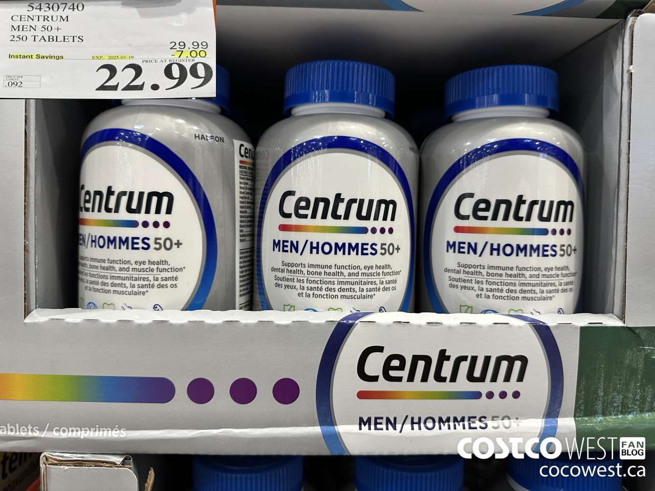 5430740 CENTRUM MEN/MEN 50+ 250 TABLETS ($7.00 INSTANT SAVINGS EXPIRES ON 2025-01-19) $22.99