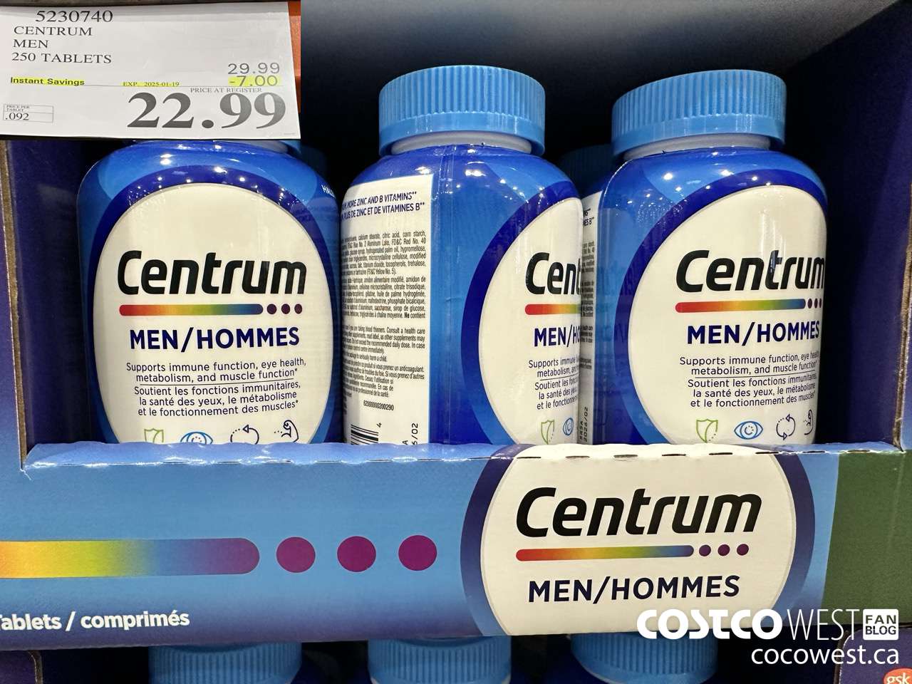 5230740 CENTRUM MEN 250 TABLETS ($7.00 INSTANT SAVINGS EXPIRES ON 2025-01-19) $22.99