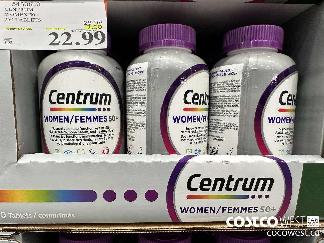 5430640 CENTRUM WOMEN 50+ 250 TABLET ($7.00 INSTANT SAVINGS EXPIRES ON 2025-01-19) $22.99