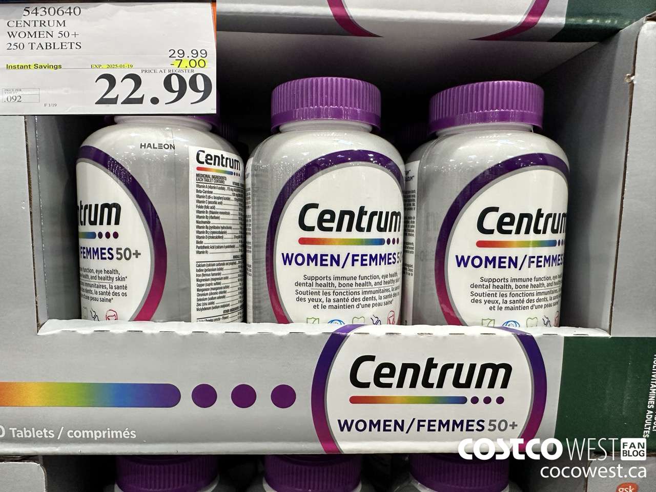 5430640 CENTRUM WOMEN 50+ 250 TABLET ($7.00 INSTANT SAVINGS EXPIRES ON 2025-01-19) $22.99