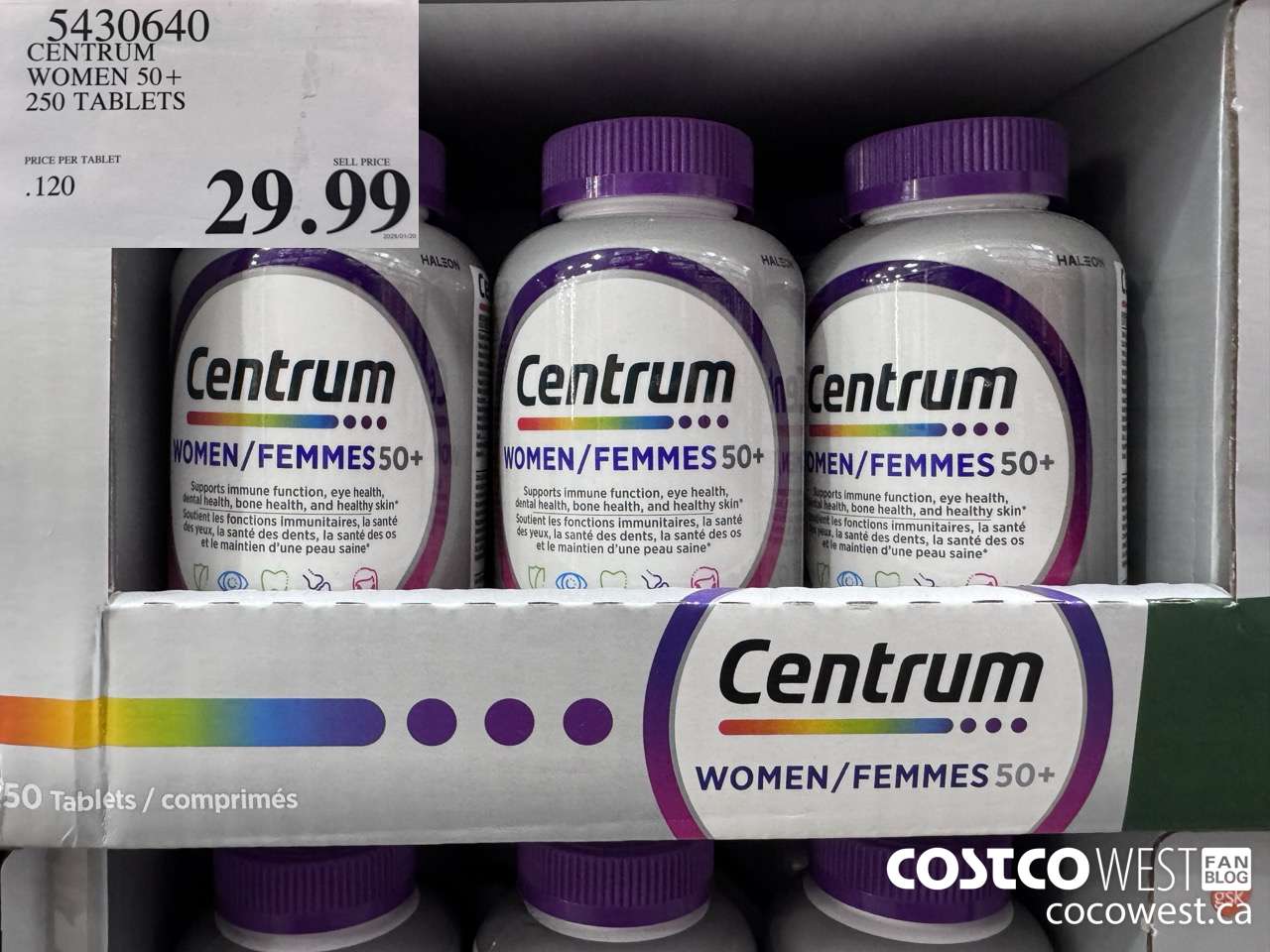 5430640 CENTRUM WOMEN 50+ 250 TABLET $29.99