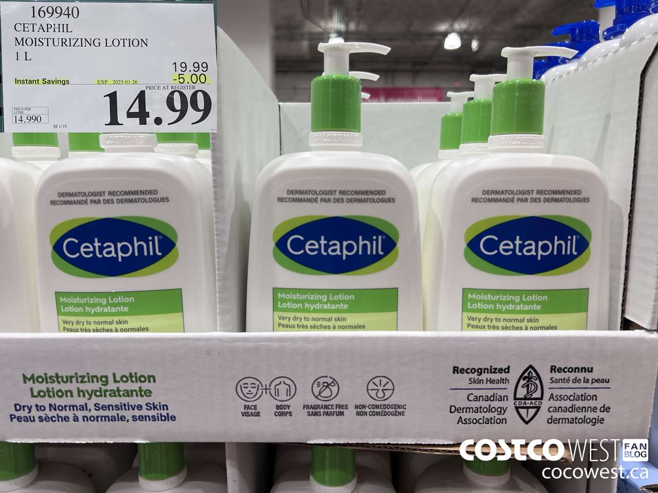 169940 CETAPHIL MOISTURIZING LOTION 1L ($5.00 INSTANT SAVINGS EXPIRES ON 2025-01-26) $14.99