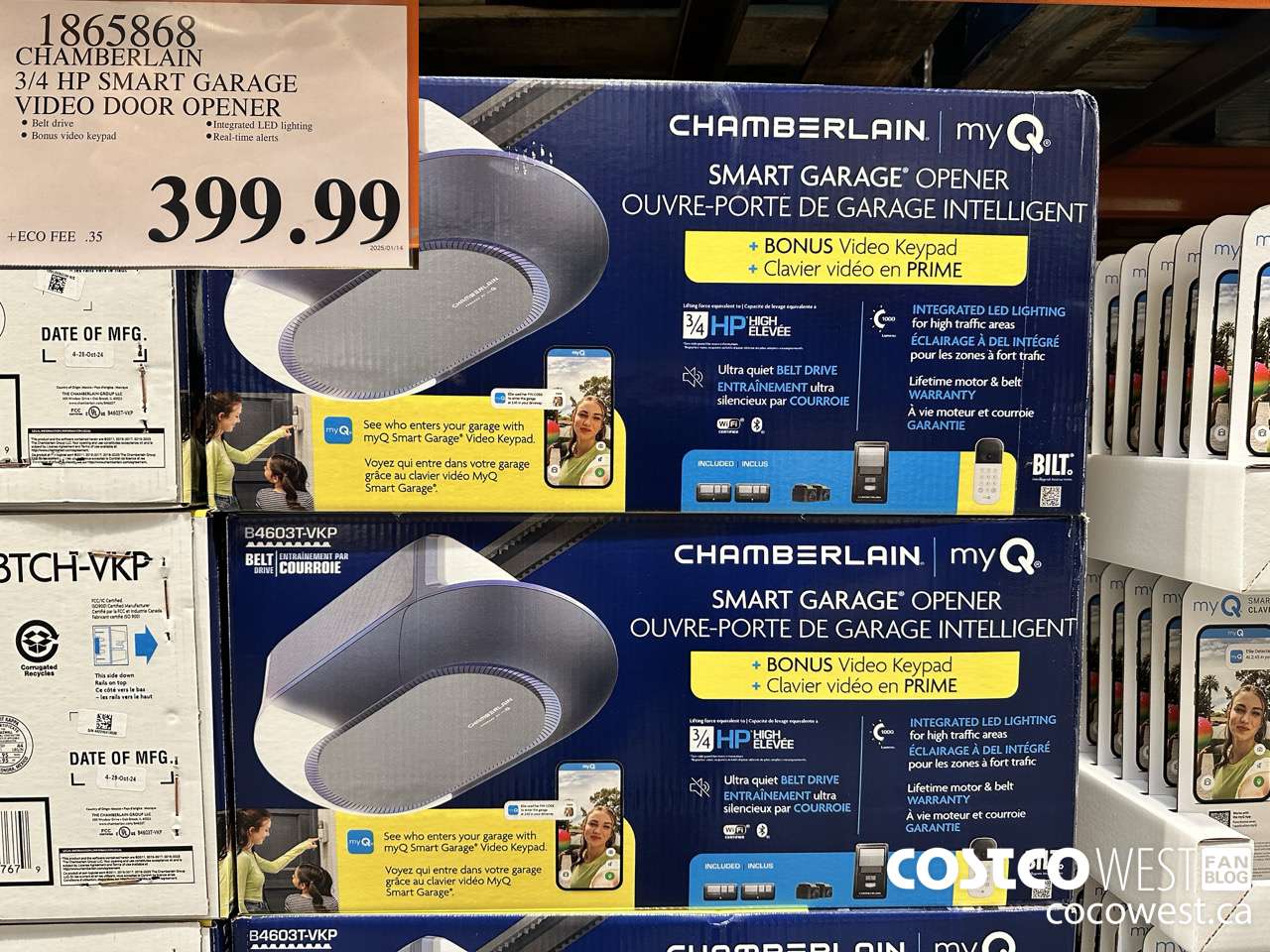 1865868 CHAMBERLAIN 3/4 HP SMART GARAGE VIDEO DOOR OPENER $399.99