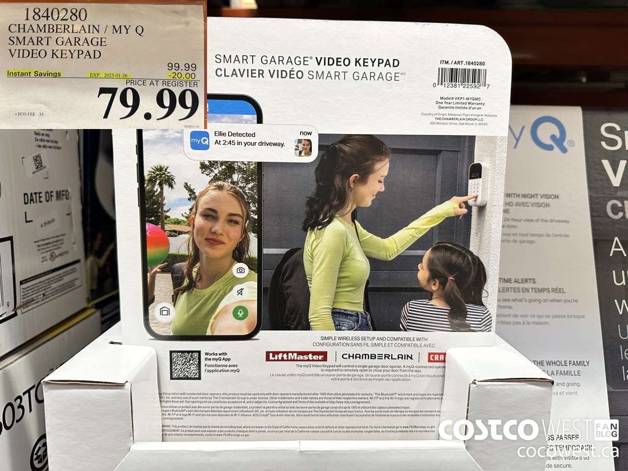 1840280 CHAMBERLAIN / MY Q SMART GARAGE VIDEO KEYPAD ($20.00 INSTANT SAVINGS EXPIRES ON 2025-01-26) $79.99