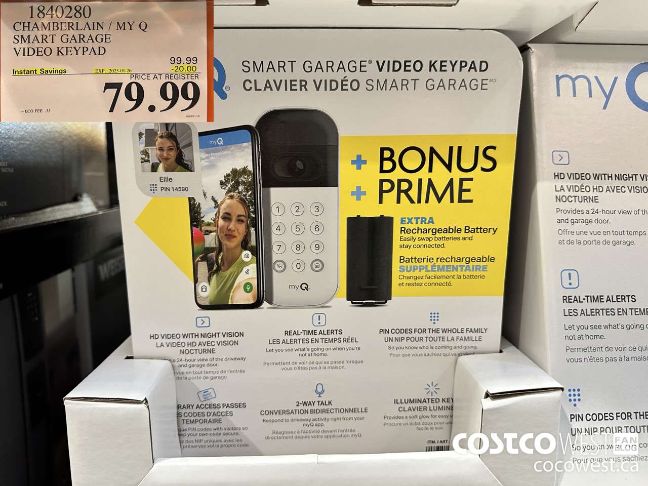 1840280 CHAMBERLAIN / MY Q SMART GARAGE VIDEO KEYPAD ($20.00 INSTANT SAVINGS EXPIRES ON 2025-01-26) $79.99